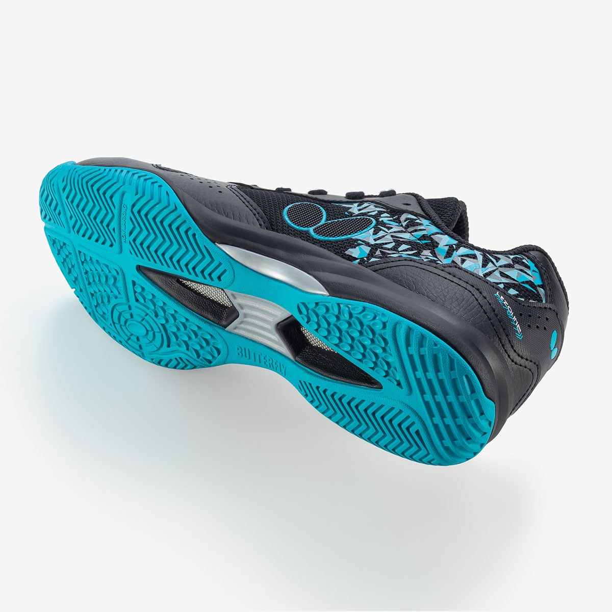 Butterfly Vilight II Table Tennis Shoes - Black - Above - Rear Angle